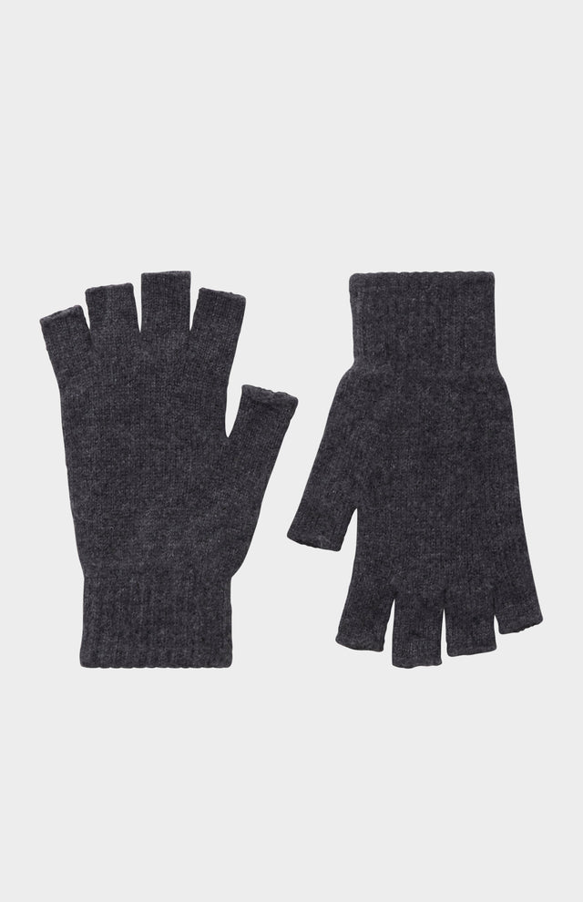 Fingerless Cashmere Gloves In Charcoal