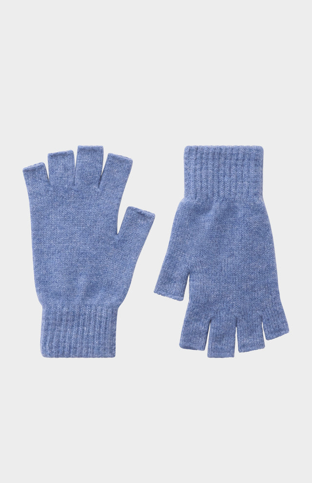 Fingerless Cashmere Gloves In Blue Melange