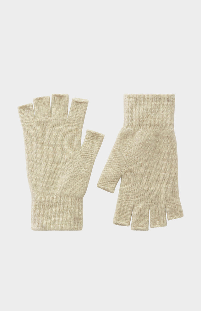 Fingerless Cashmere Gloves In Oatmeal