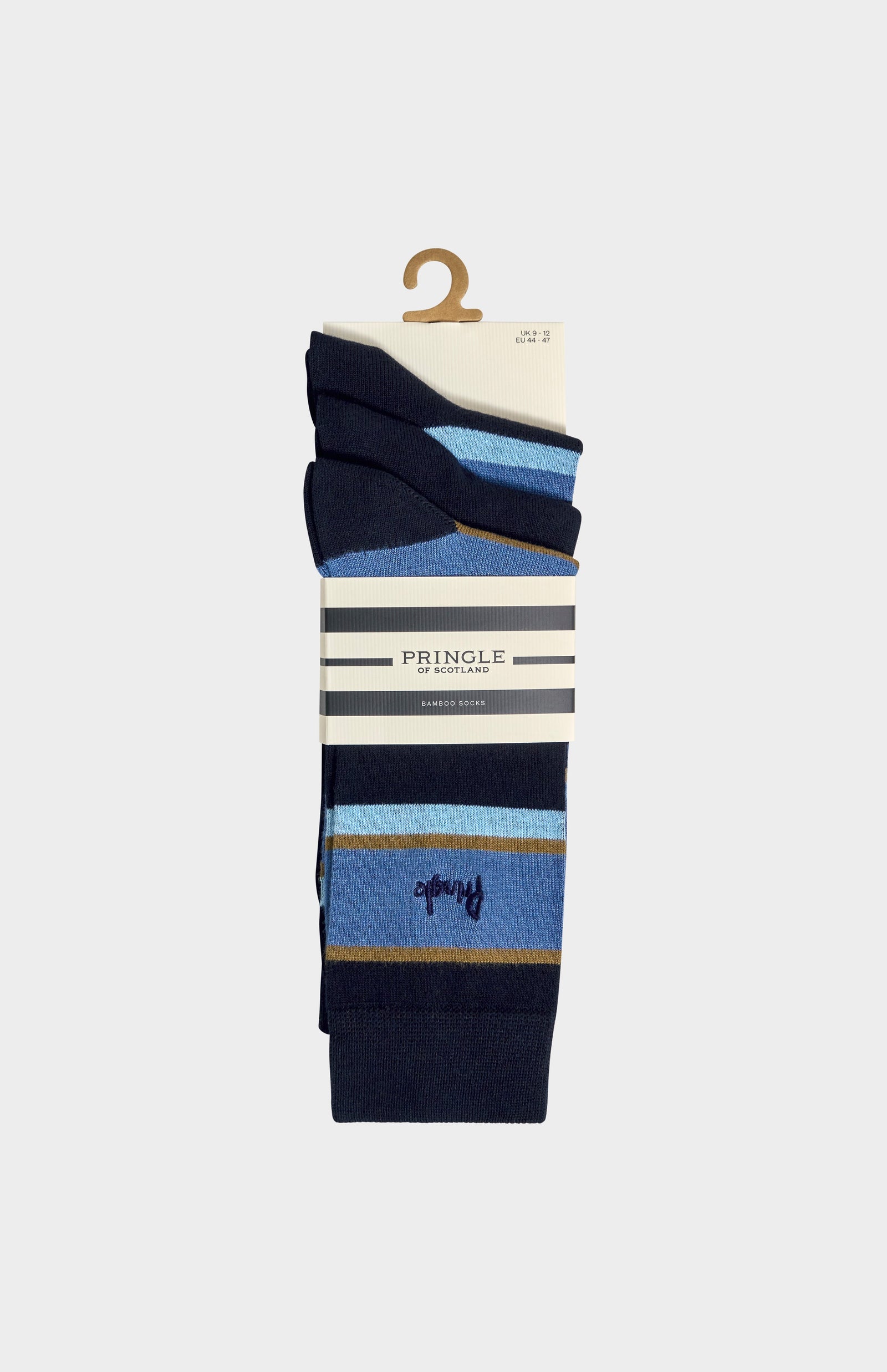 Men’s Bamboo Jacquard Stripe Socks in Multi Blue