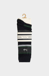 Men’s Bamboo Jacquard Stripe Socks in Black, Charcoal and Green