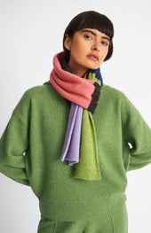 Brushed Colour Lambswool Scarf In Block Stripes