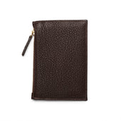 Brown Soft Pebble Grain Leather Card Holder