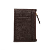 Brown Soft Pebble Grain Leather Card Holder