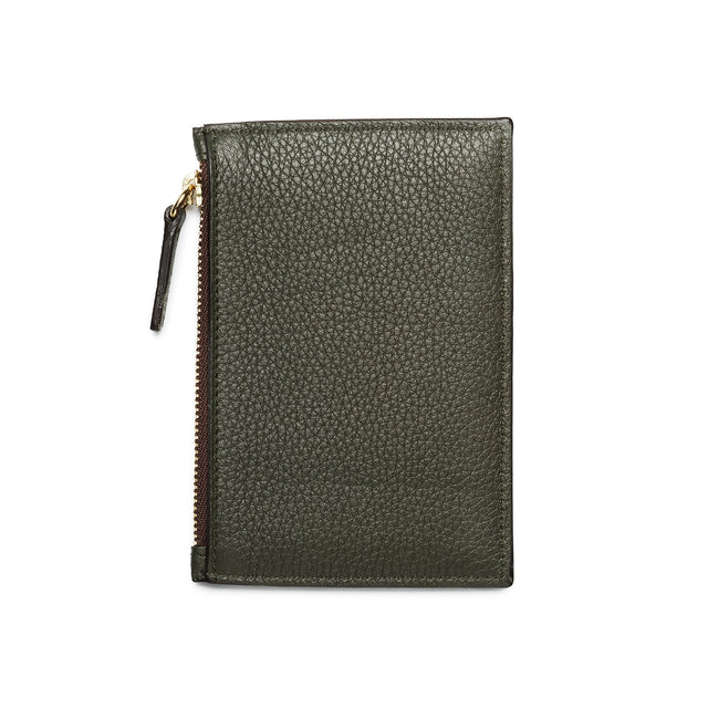 Green Soft Pebble Grain Leather Card Holder