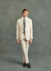 Stripe Linen Tie | Navy Marl