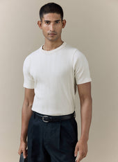 Leon Slim Ribbed T Shirt Cotton