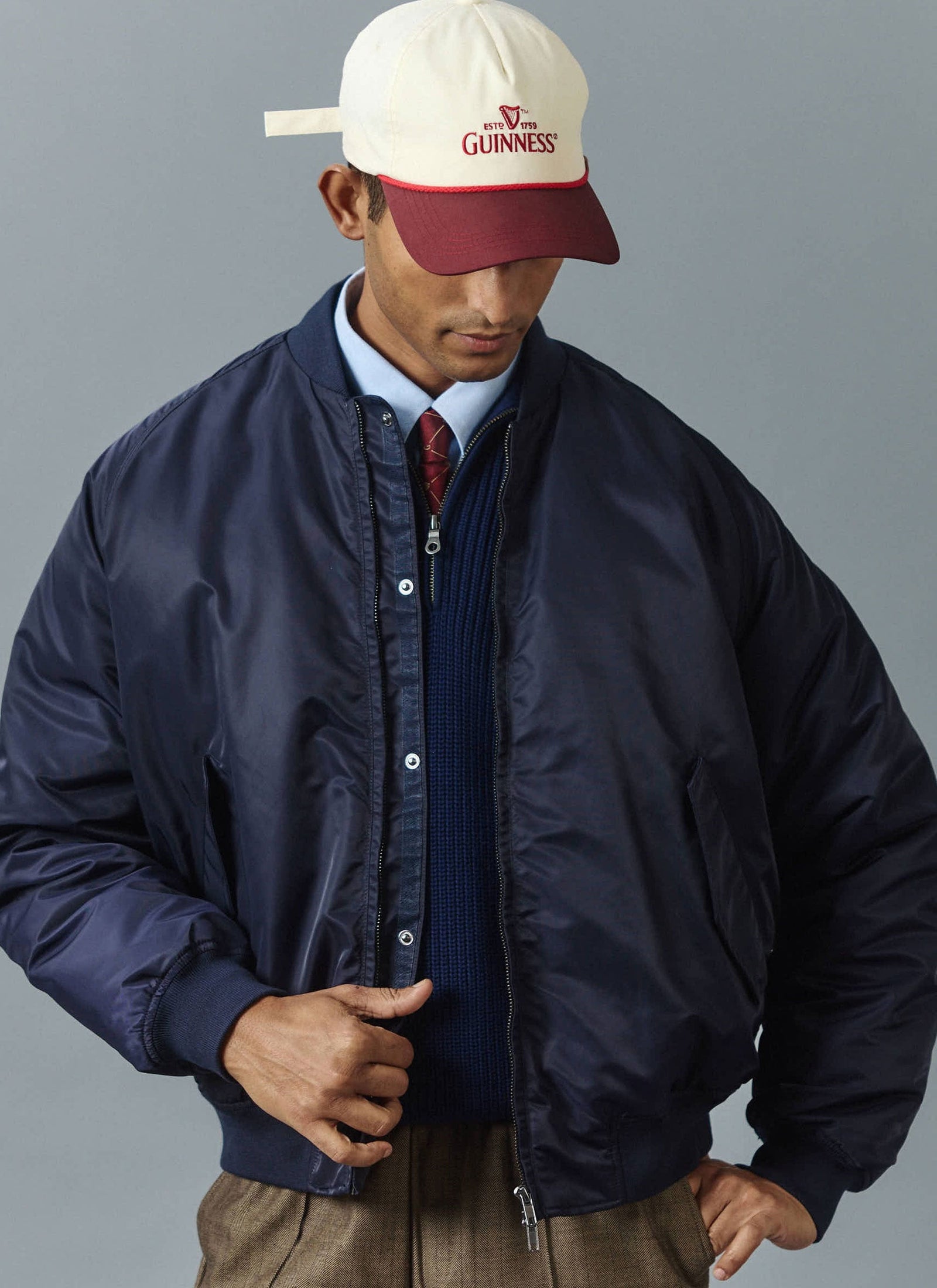 Bomber Jacket | Nylon | Midnight with Olive