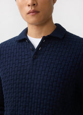 Archer Basketweave Long Sleeve Knitted Shirt Cotton