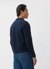 Archer Basketweave Long Sleeve Knitted Shirt Cotton