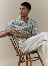 Freddie Crochet Boxy Shirt Cotton Green