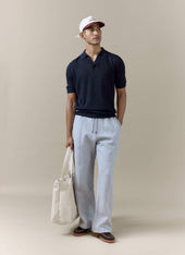 Laurence Knitted Polo Linen Lyocell Blend