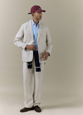 Striped Tailored Blazer Linen Blend