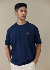 Perci Script T Shirt | Organic Cotton | Navy