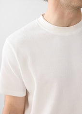 Waffle Short Sleeve T Shirt | Cotton | White