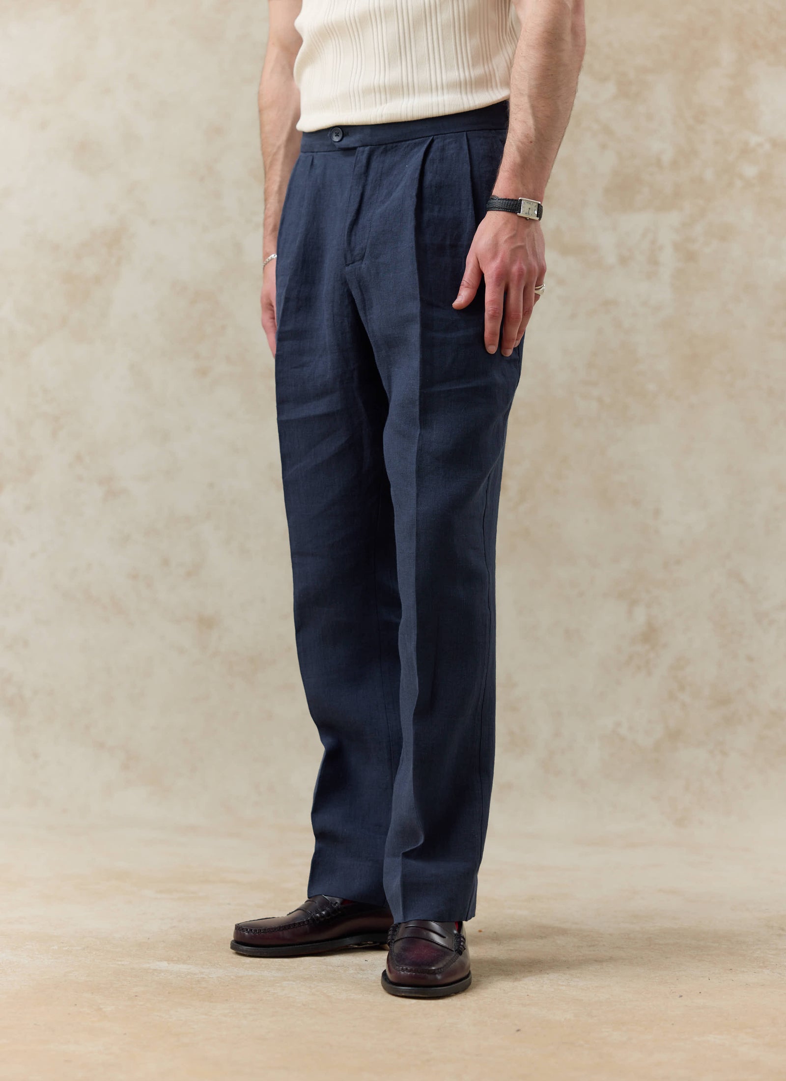 Pleated Tailored Trousers Linen