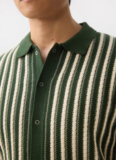 Collins Micro Cable Knitted Shirt Cotton Green