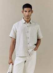 Striped Boxy Shirt Linen Blend