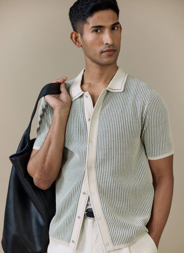 Dixon Knitted Shirt | Cotton | Cream