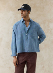 Hinsley Checked Boxy Shirt | Cotton | Blue