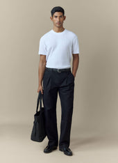 Seb Inverted Pleat Trousers | Cotton | Black
