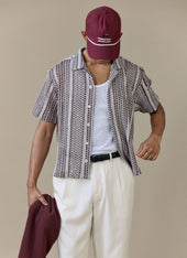 Hugh Crochet Boxy Shirt | Cotton Blend | Brown