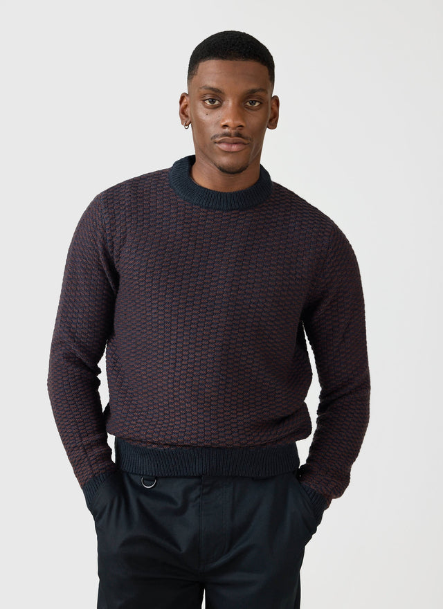 Charlestown Knitted Jumper | Navy Burgundy