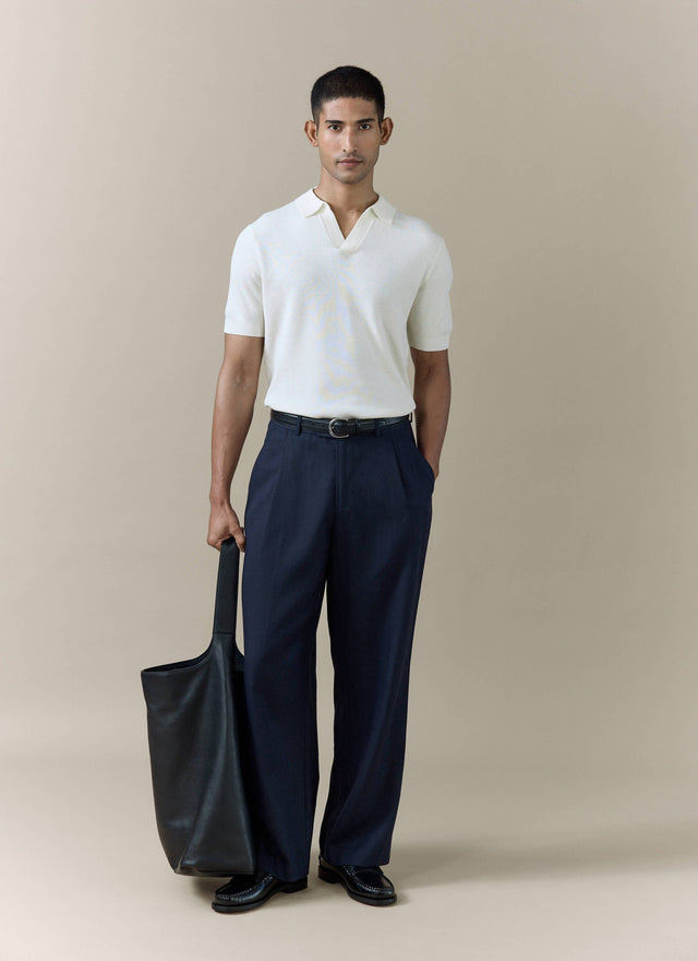 Laurence Knitted Polo | Linen Lyocell Blend | Cream