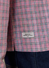 Hinsley Checked Boxy Shirt Cotton Pink