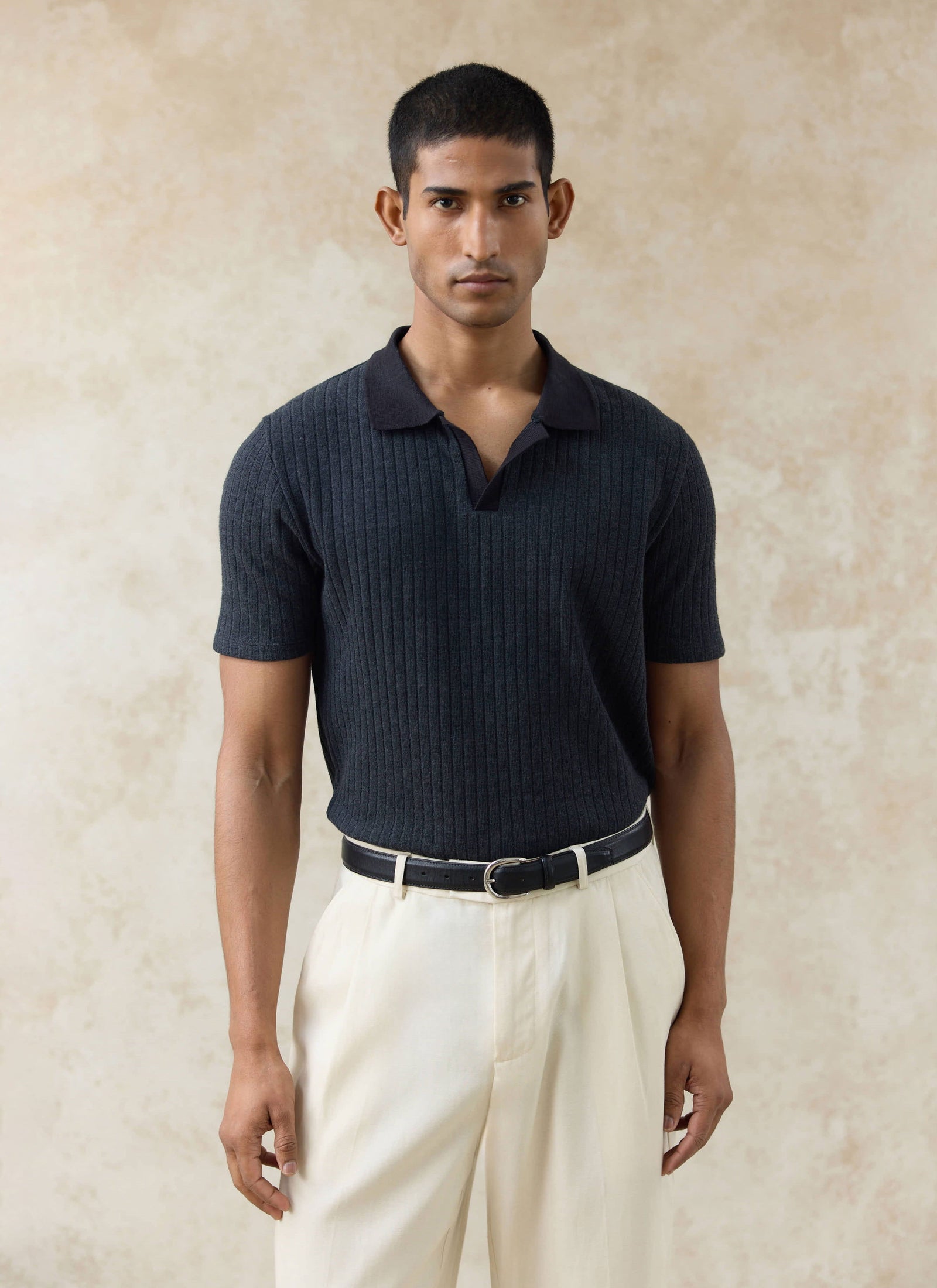 Anthony Ribbed Polo Cotton