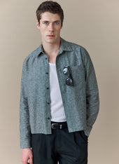 Textured Boxy Shirt | Cotton | Grey