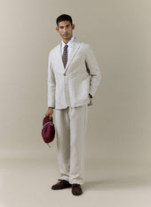 Striped Tailored Blazer Linen Blend