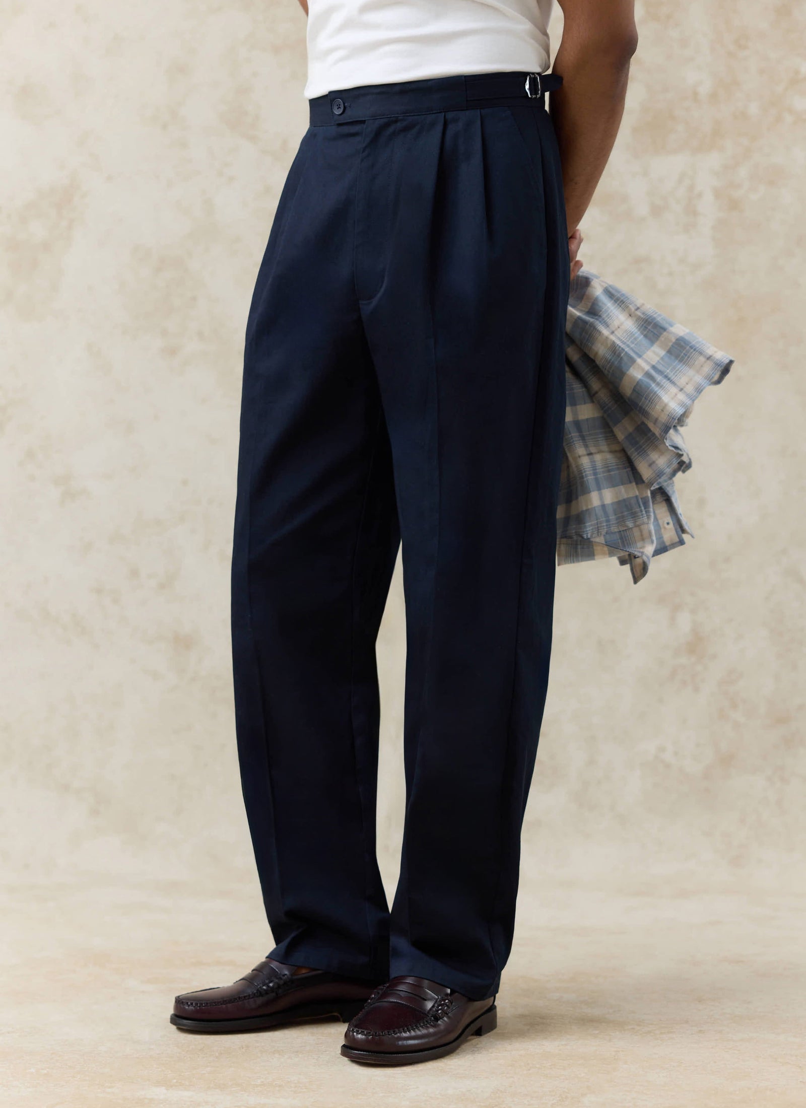 Blake Double Pleated Trousers Cotton