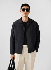 Boxy Overshirt | Linen | Black