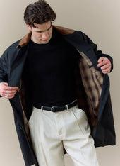 Cord Collar Relaxed Trench Coat | Cotton | Black