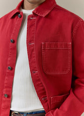 Vintage Wash Oliver Chore Jacket Cotton Canvas Red