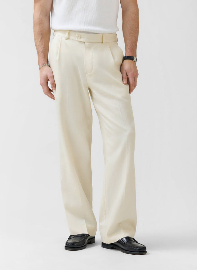 Pleated Tailored Trousers | Lyocell | Cream