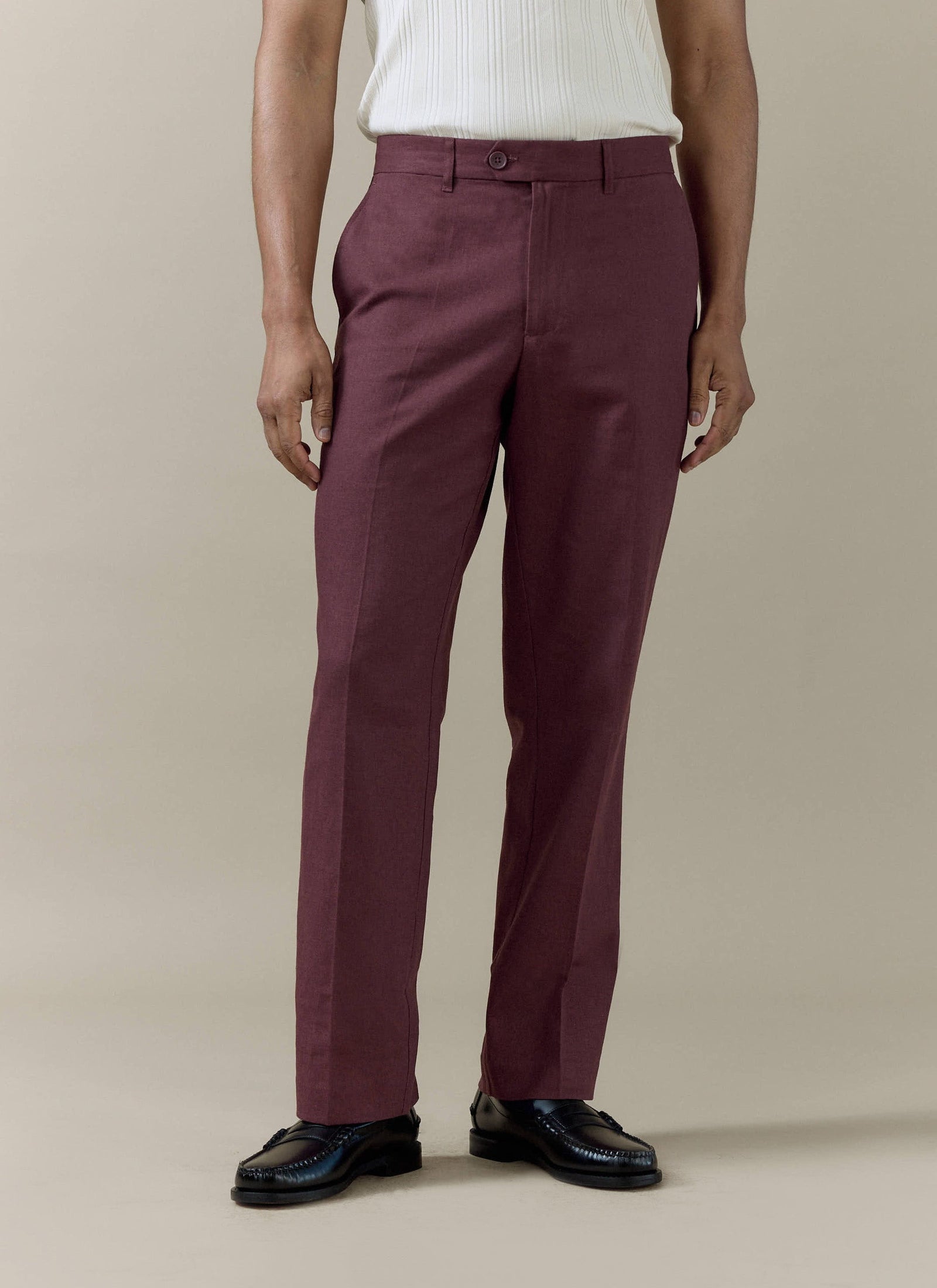 Tailored Trousers Linen Merlot