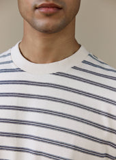 Arlo Raw Hem Breton T Shirt | Organic Cotton | White Stripe