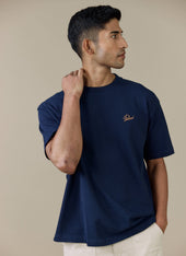 Perci Script T Shirt | Organic Cotton | Navy