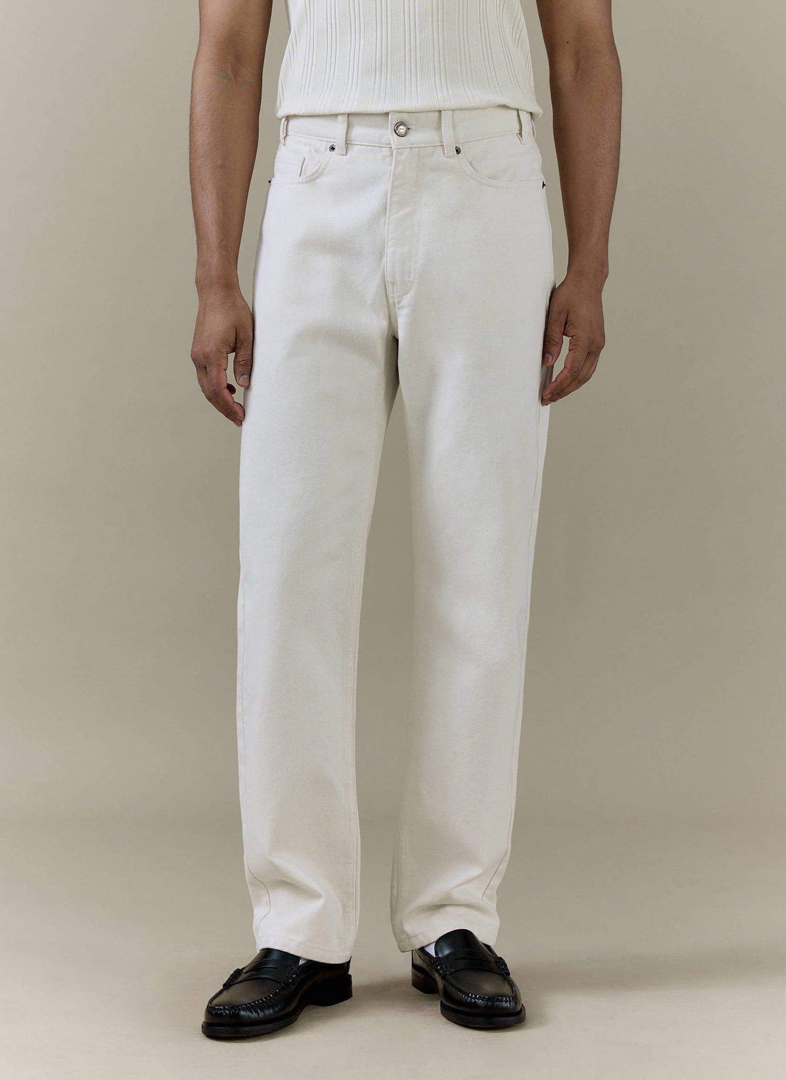 Straight Leg Denim Jeans Cotton