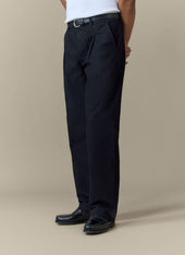 Seb Inverted Pleat Trousers | Cotton | Black