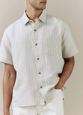 Striped Boxy Shirt Linen Blend