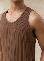Leon Ribbed Vest | Cotton | Brown