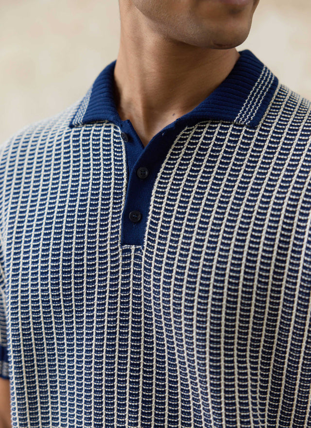 Claude Knitted Polo | Cotton | Navy