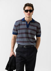 Douglas Boxy Knitted Polo | Cotton | Navy