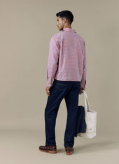 Hinsley Checked Boxy Shirt Cotton Pink