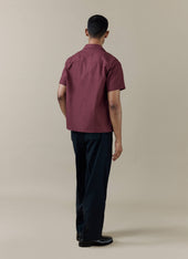 Short Sleeve Cuban Shirt Linen Merlot