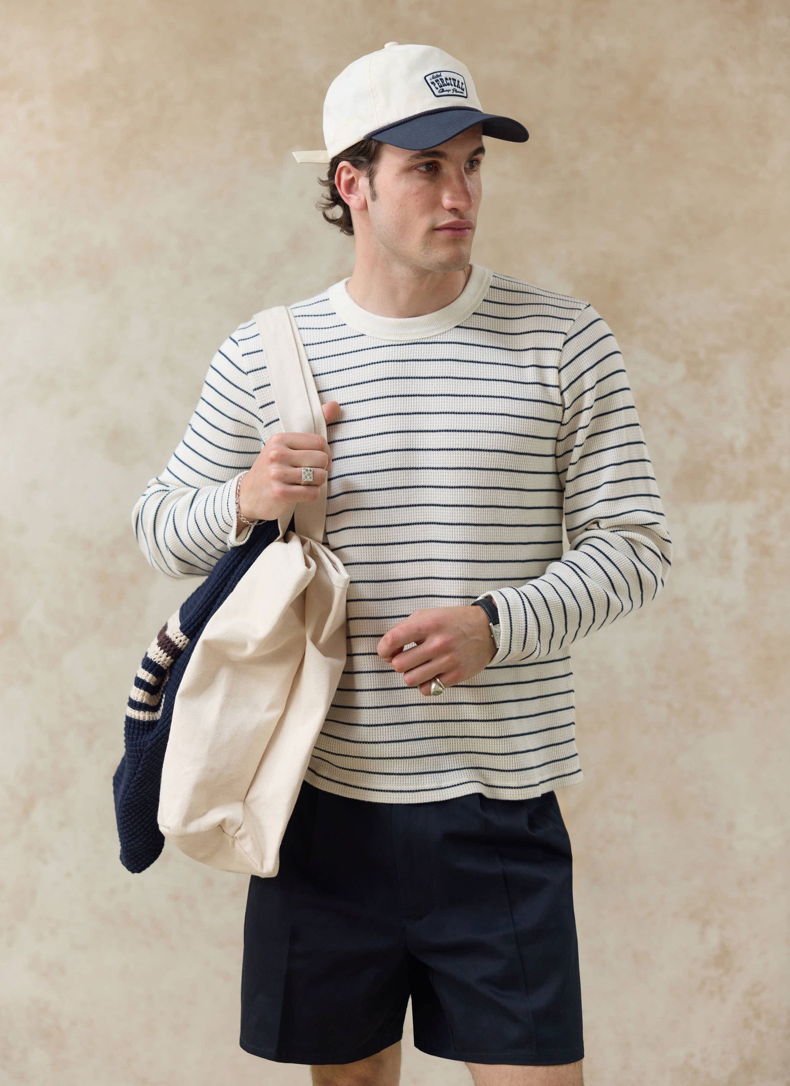 Ernie Waffle Long Sleeve T Shirt Organic Cotton Stripe