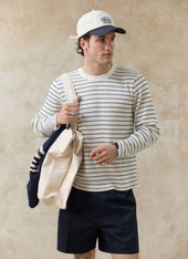 Ernie Waffle Long Sleeve T Shirt | Organic Cotton | Cream Stripe